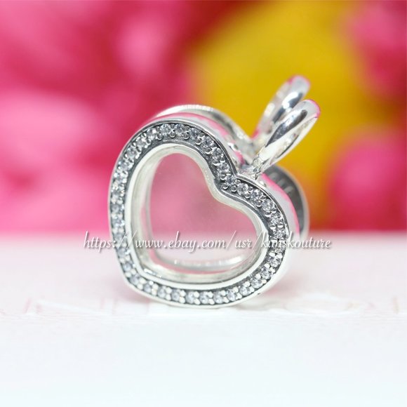 PANDORA Sparkling Floating Heart  Locket 797248CZ - Picture 1 of 4